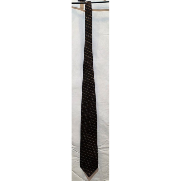Bocara Other - Bocara Mens Silk Tie Brown Gold Geometric Floral Pattern Handmade XL Necktie
